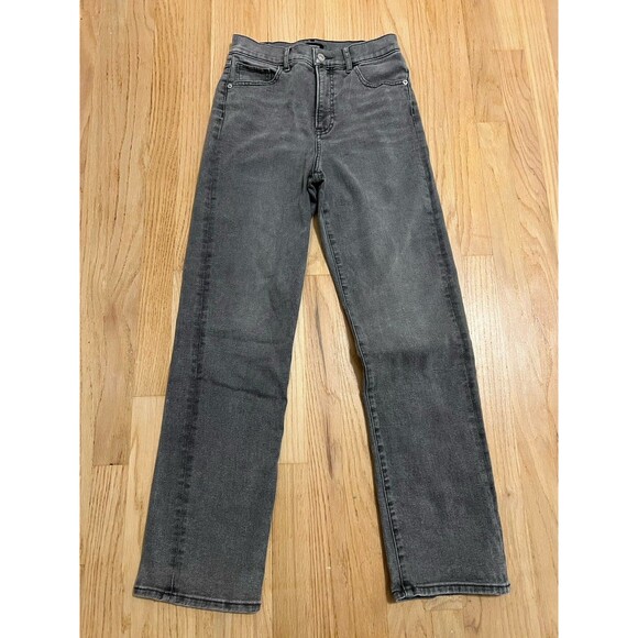 Express Jeans Women's 2R Modern Straight Super High Rise Gray - Picture 2 of 5